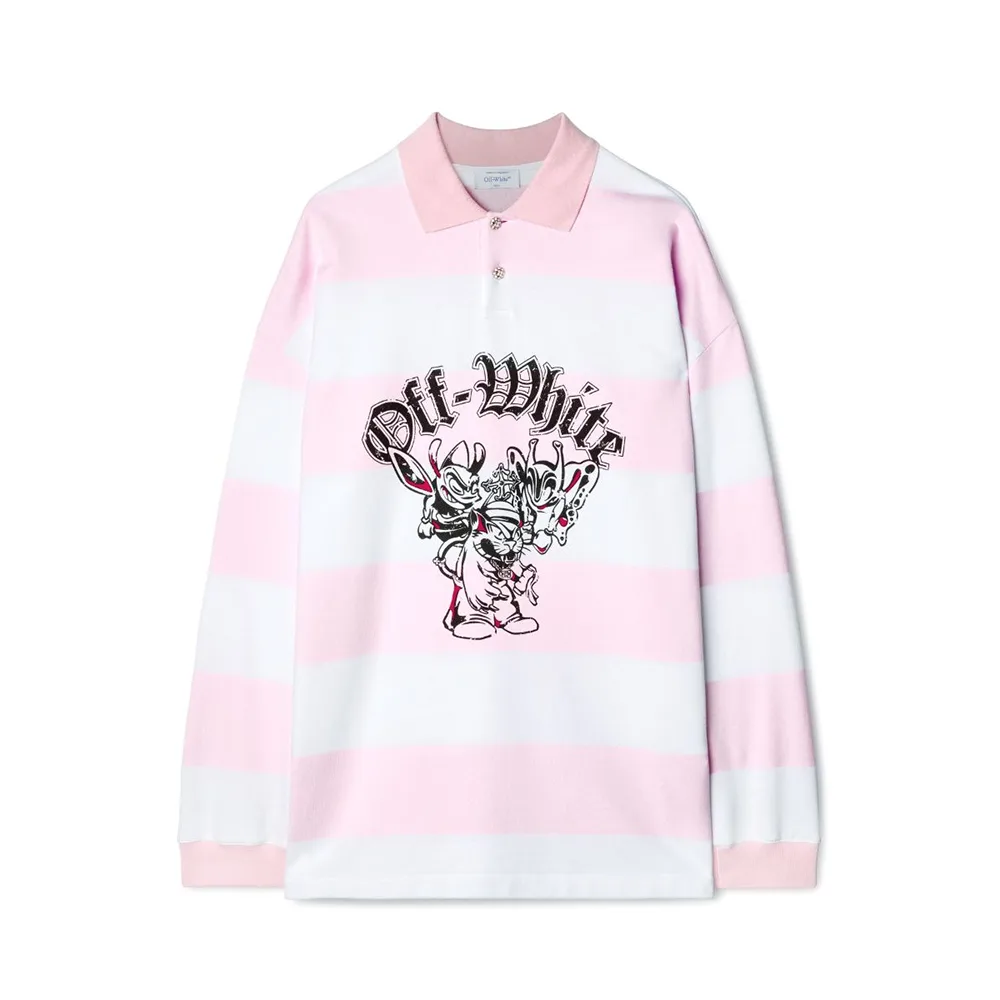 Off White PinkWhite Gang LS Polo 1