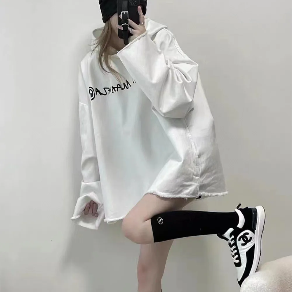 MAISON MARGIELA MM6 Motocross Cotton Oversized Hoodie In White细节1
