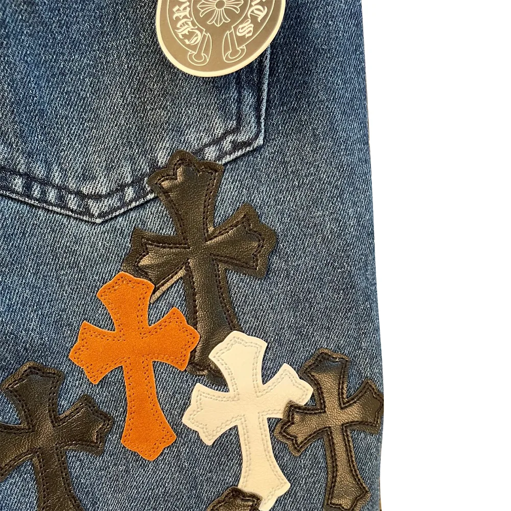 Chrome Hearts Fleur Knee Cross Patch Jeans细节5