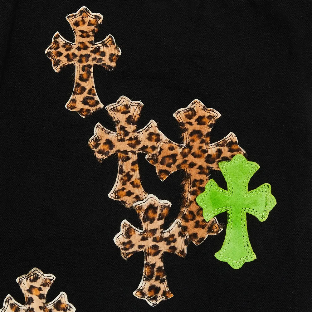 Chrome Hearts Green Leopard Cross Patch Jeans细节1