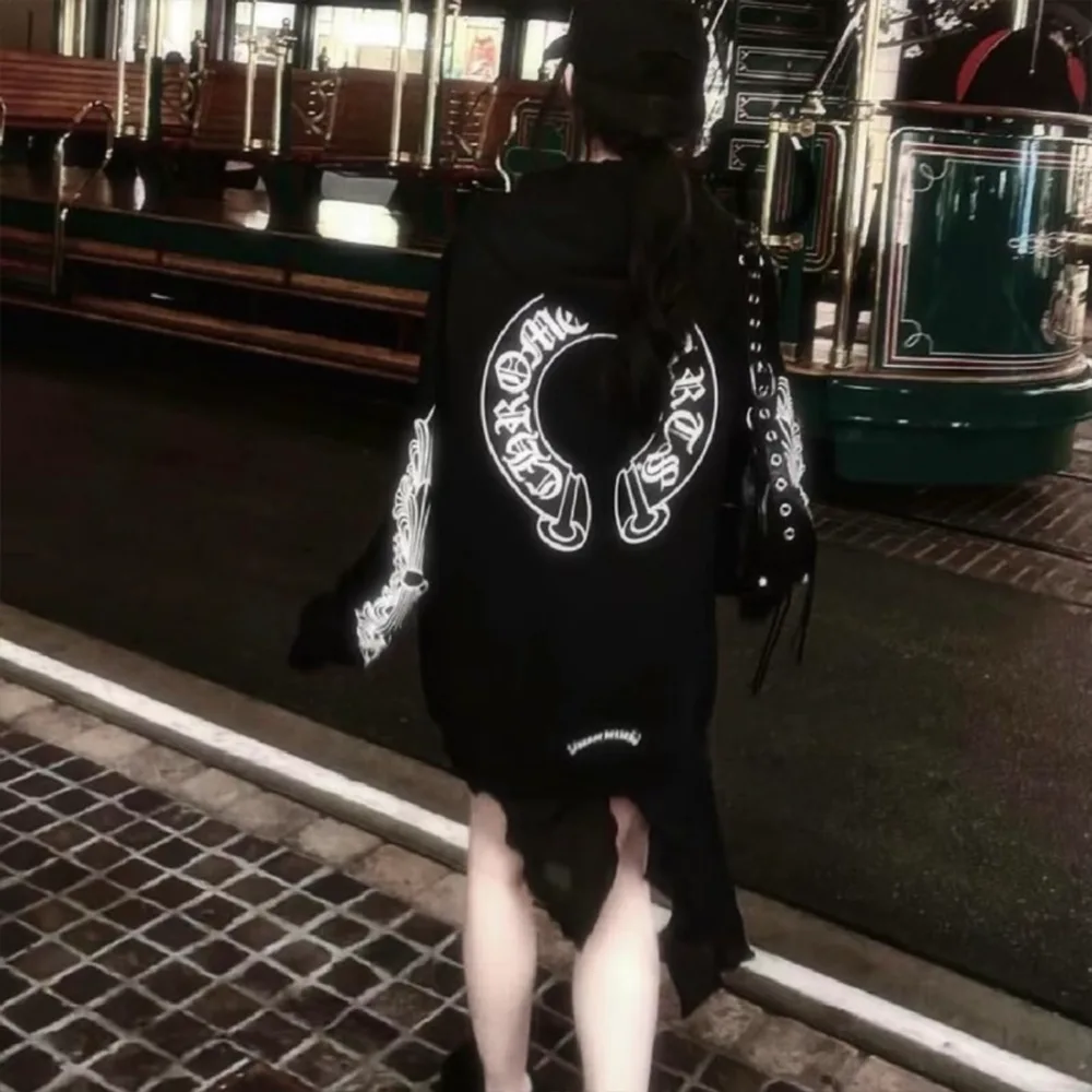 Chrome Hearts Horseshoe Floral Cross Sleeve Zip Up Hoodie细节3