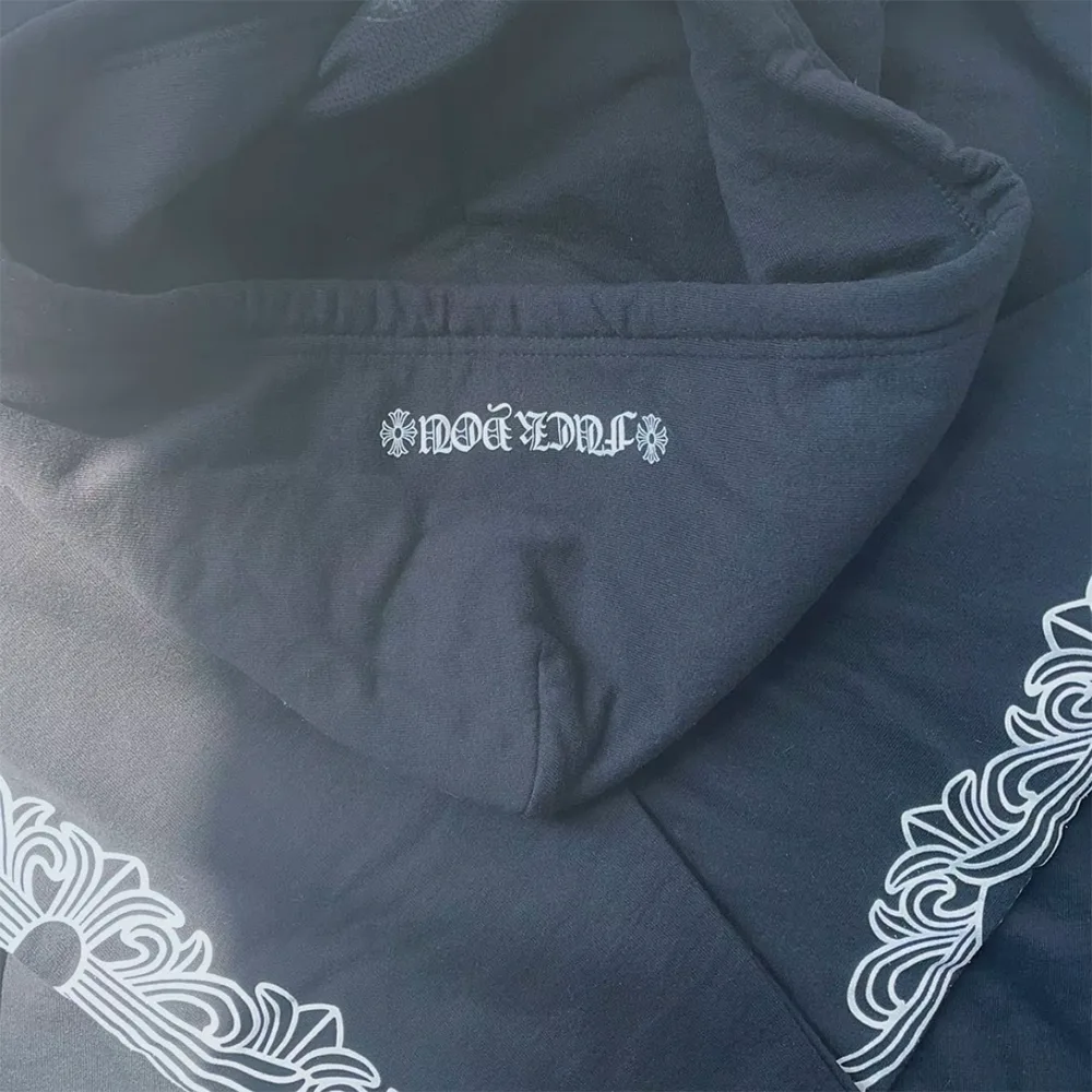 Chrome Hearts Horseshoe Floral Cross Sleeve Zip Up Hoodie细节6