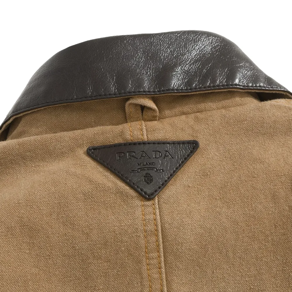 Garment dyed cotton trucker jacket prada barn jacket细节5