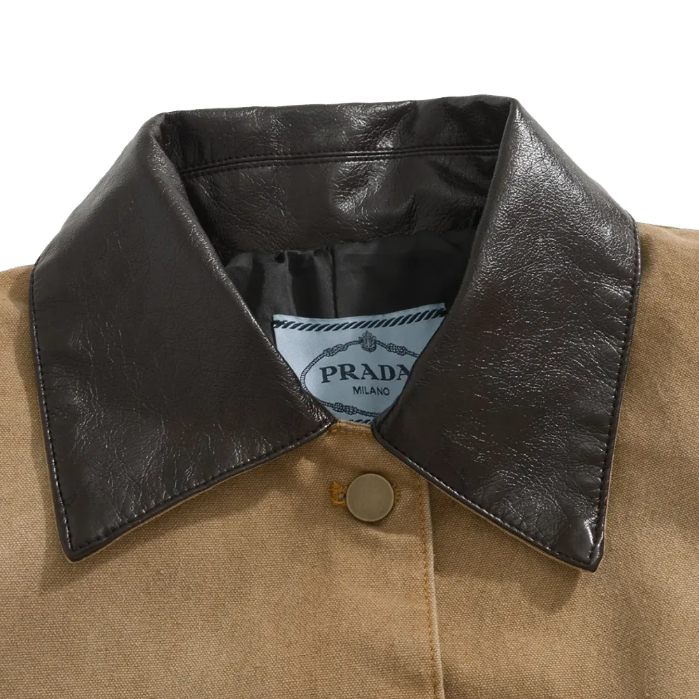 Garment dyed cotton trucker jacket prada barn jacket细节6