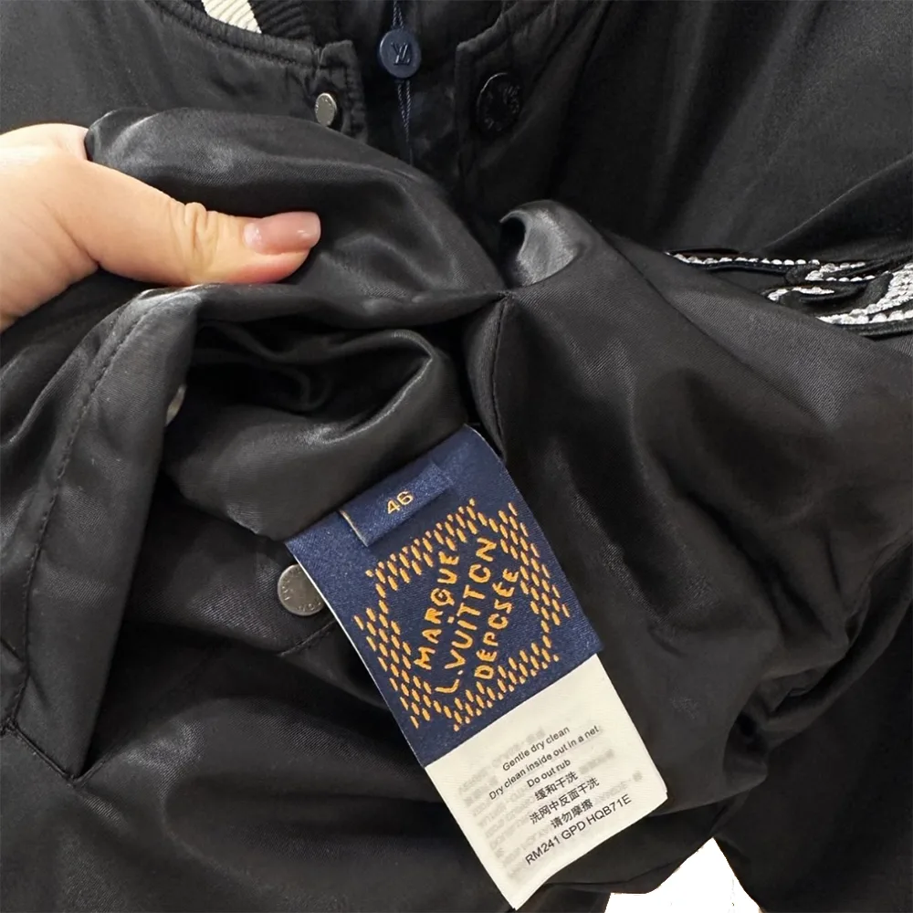 Louis Vuitton Embroidered Nylon Baseball Blouson Black SS24 retro细节8