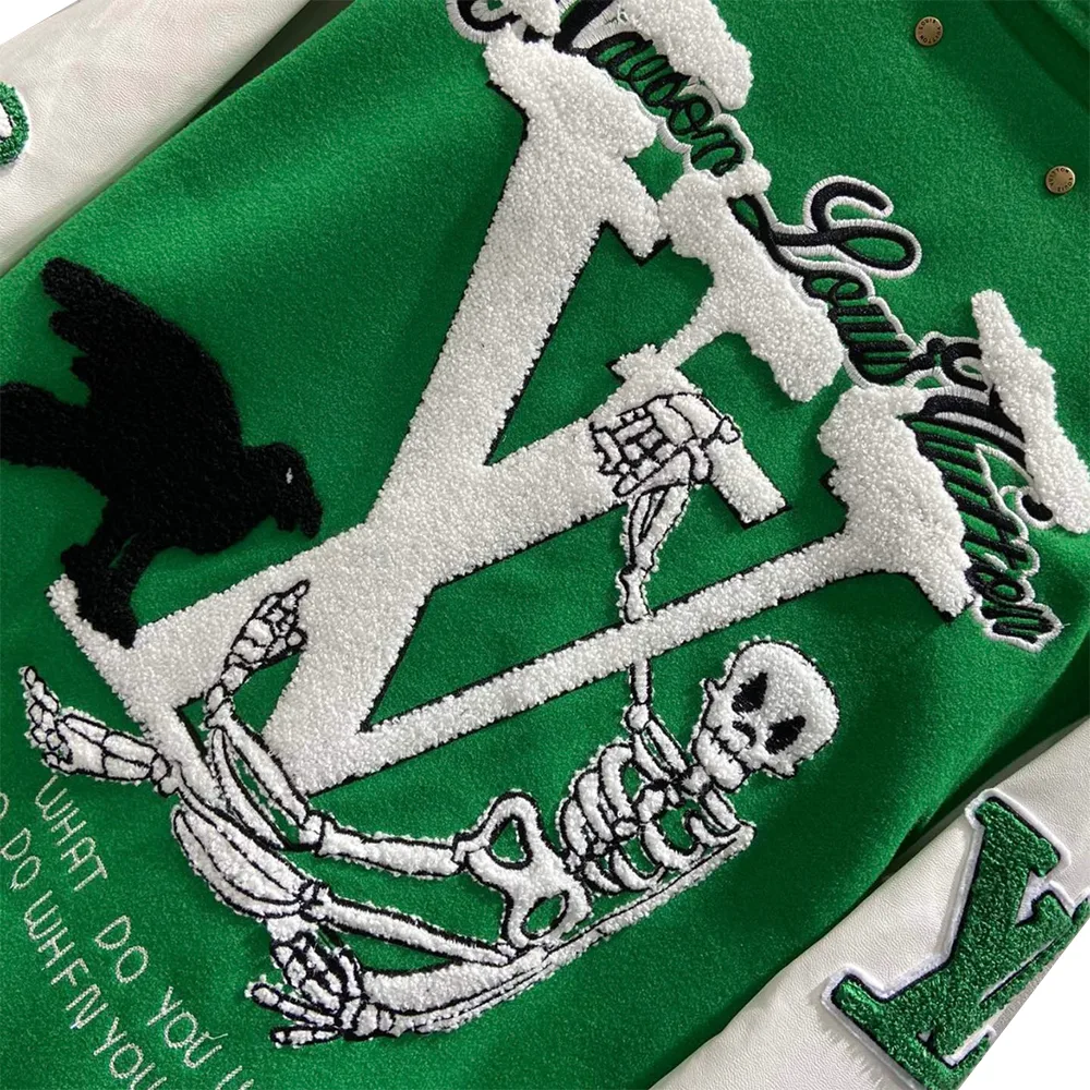 Louis Vuitton Varsity Leather Jacket Green细节1