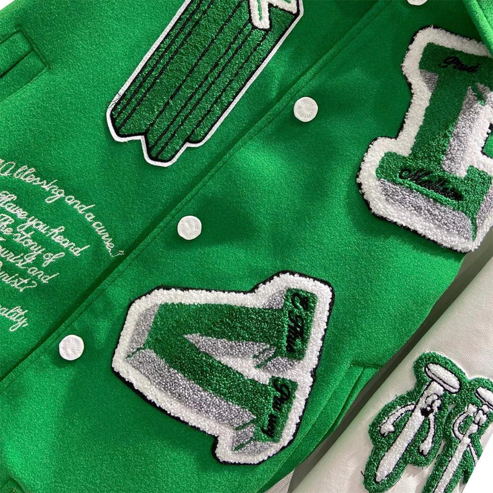 Louis Vuitton Varsity Leather Jacket Green细节3