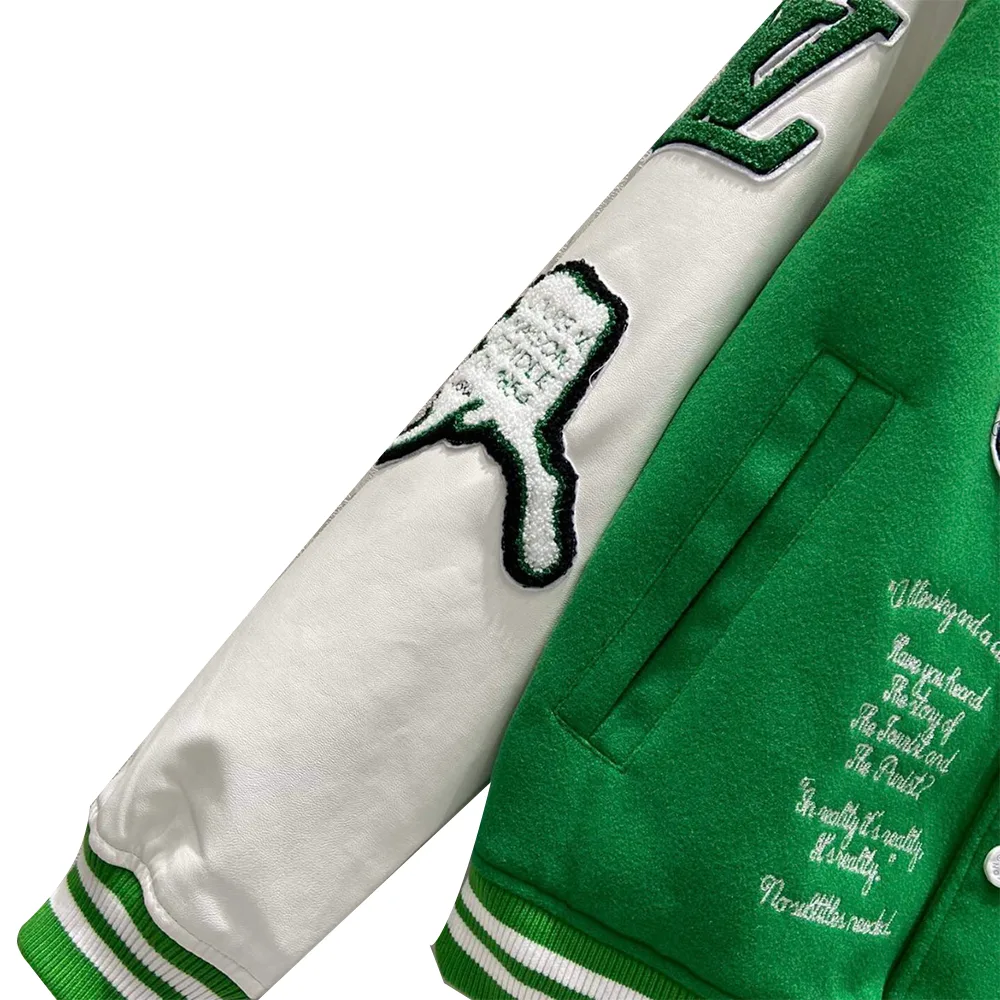 Louis Vuitton Varsity Leather Jacket Green细节6