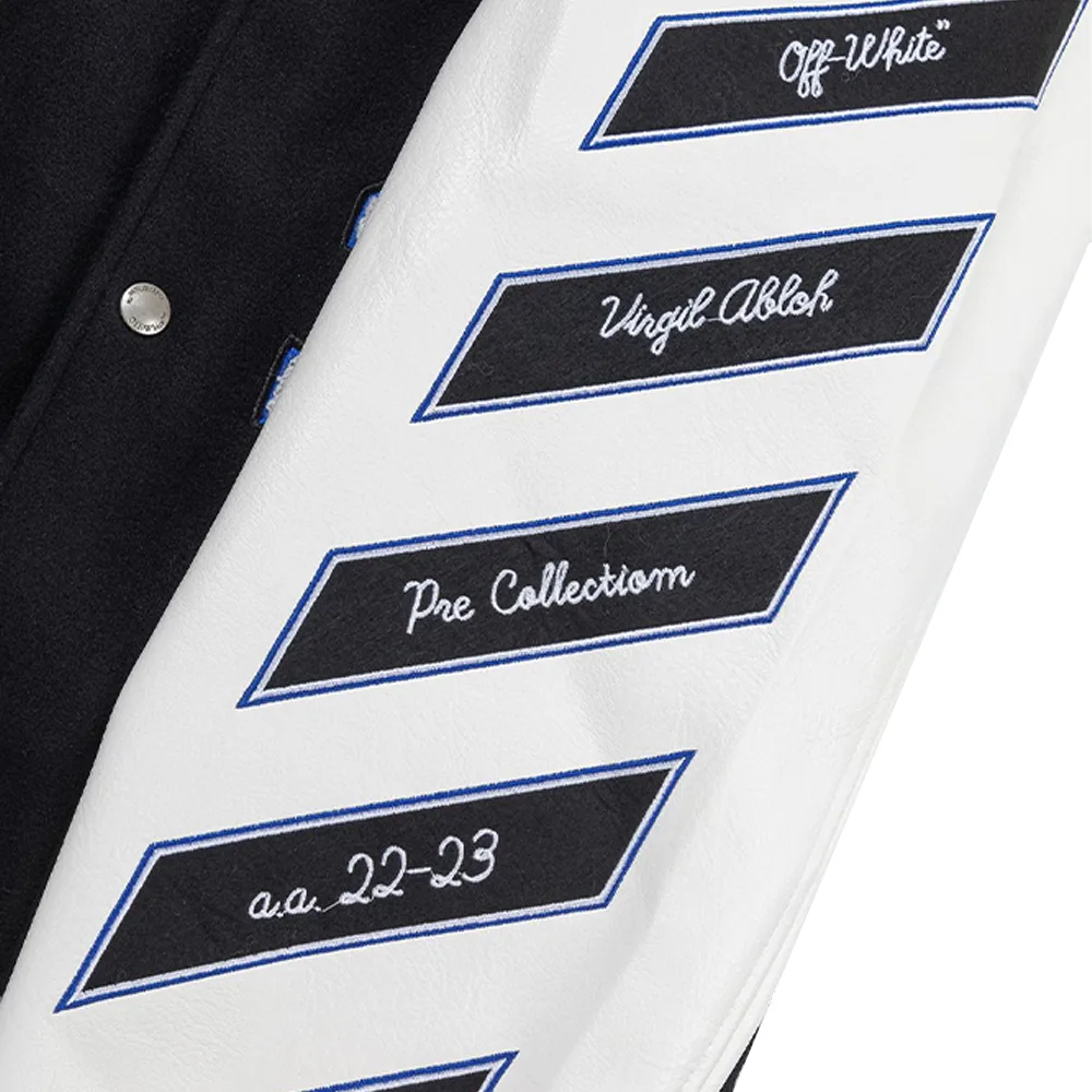 Off White Patch Detail Bomber Jacket BlackBlue细节10