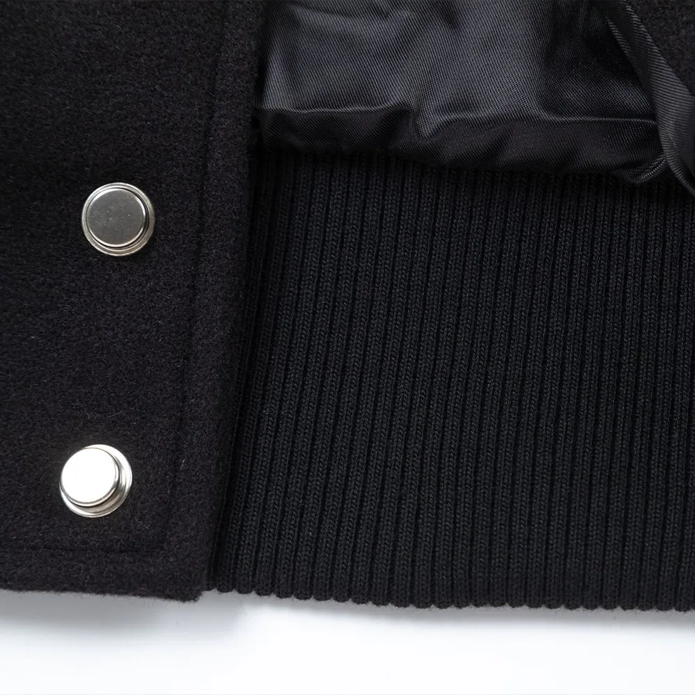 Off White Patch Detail Bomber Jacket BlackBlue细节7